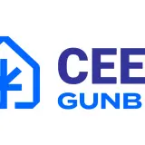 Logo CEEB GUNB - Centralna ewidencja emisyjności budynków. Symbol domu z symbolem energii.