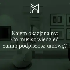 Najem okazjonalny: Co musisz wiedzieć, zanim podpiszesz umowę? Nowoczesne wnętrze z tekstem.