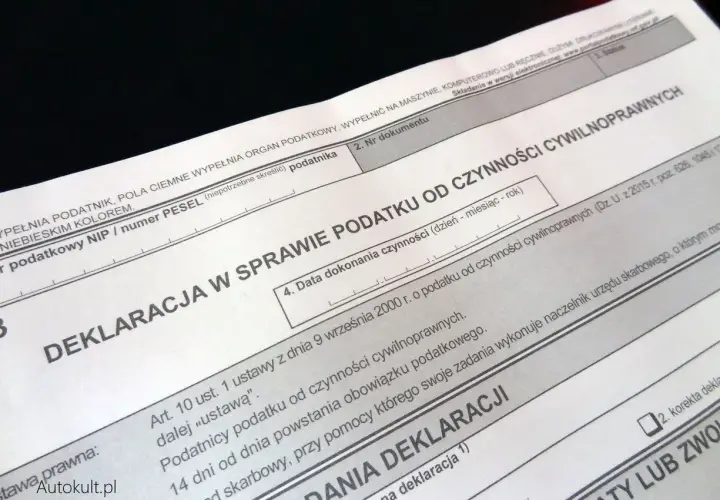 Deklaracja PCC3 dotycząca podatku od czynności cywilnoprawnych. Wypełniony formularz podatkowy.